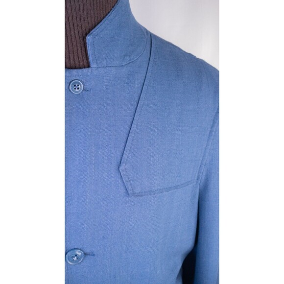 J. Peterman Men’s 3-Button Sport Coat Blazer Jacket Sz 42 Linen Blend Solid Blue - Picture 4 of 14